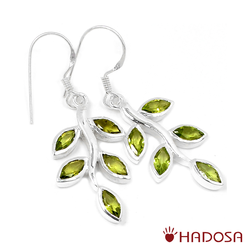 Hoa tai bạc nữ đá Peridot