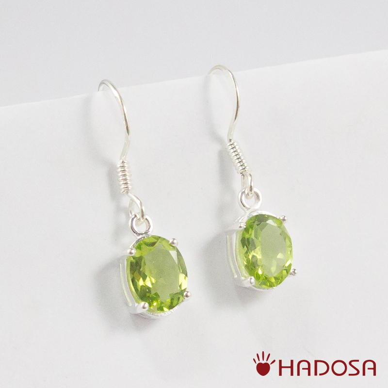 Hoa tai bạc nữ đá Peridot cao cấp Hadosa