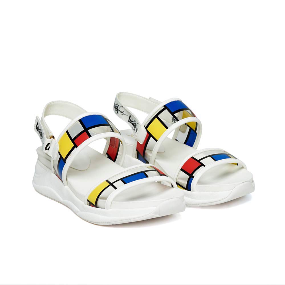 Giày sandal đế thể thao hoạ tiết Mondrian