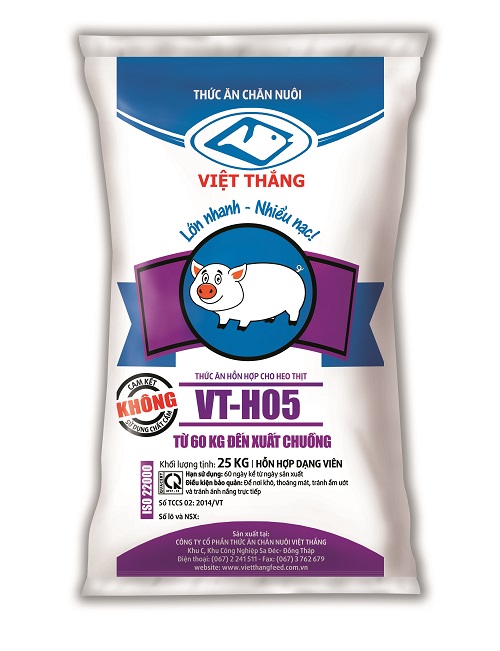 Thức ăn hỗn hợp cho heo từ 60kg - Xuất thịt VT-H05