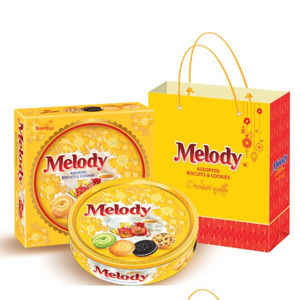 Bánh quy xốp Melody hộp thiếc 350g Biscafun