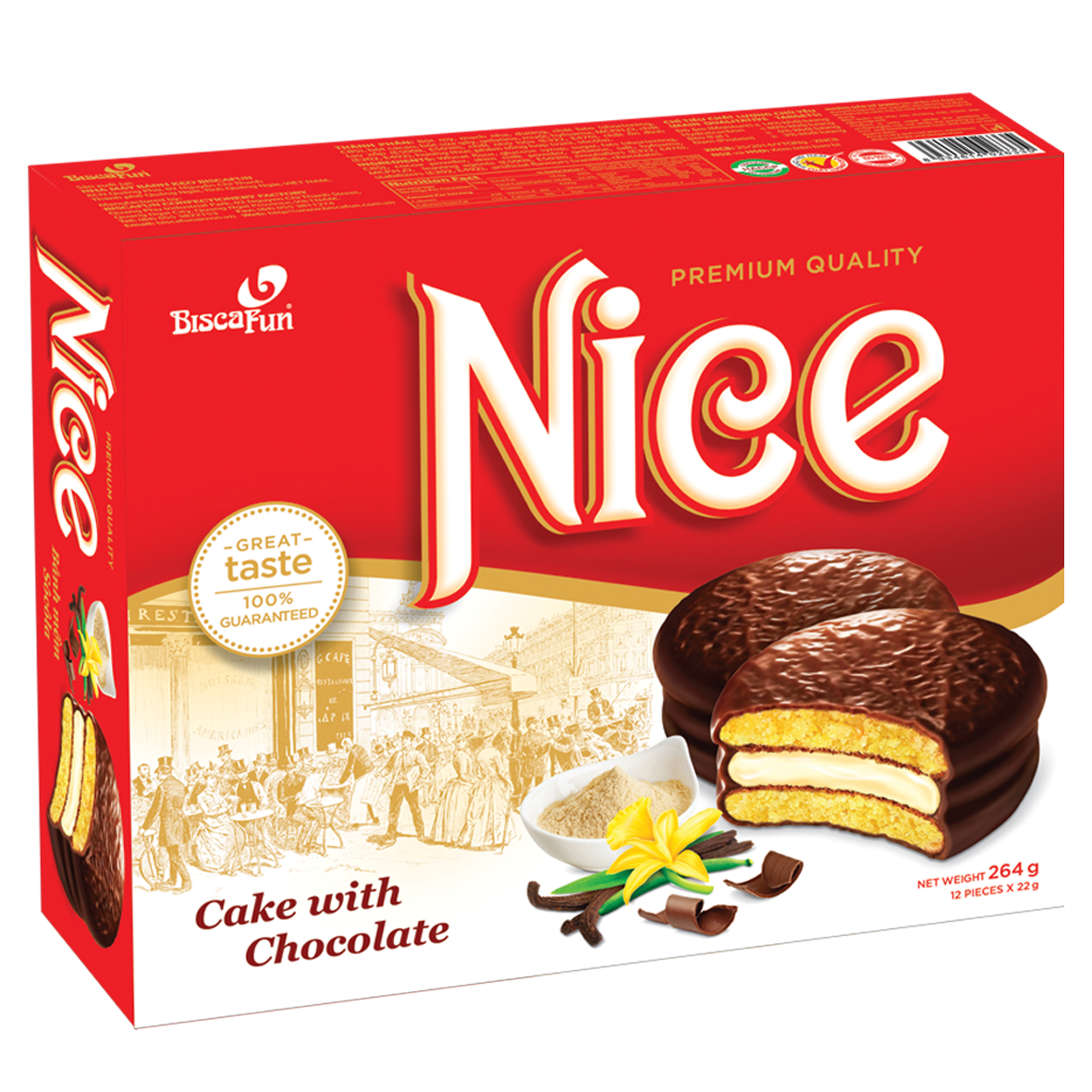 Bánh mềm sô cô la Nice 264g Biscafun