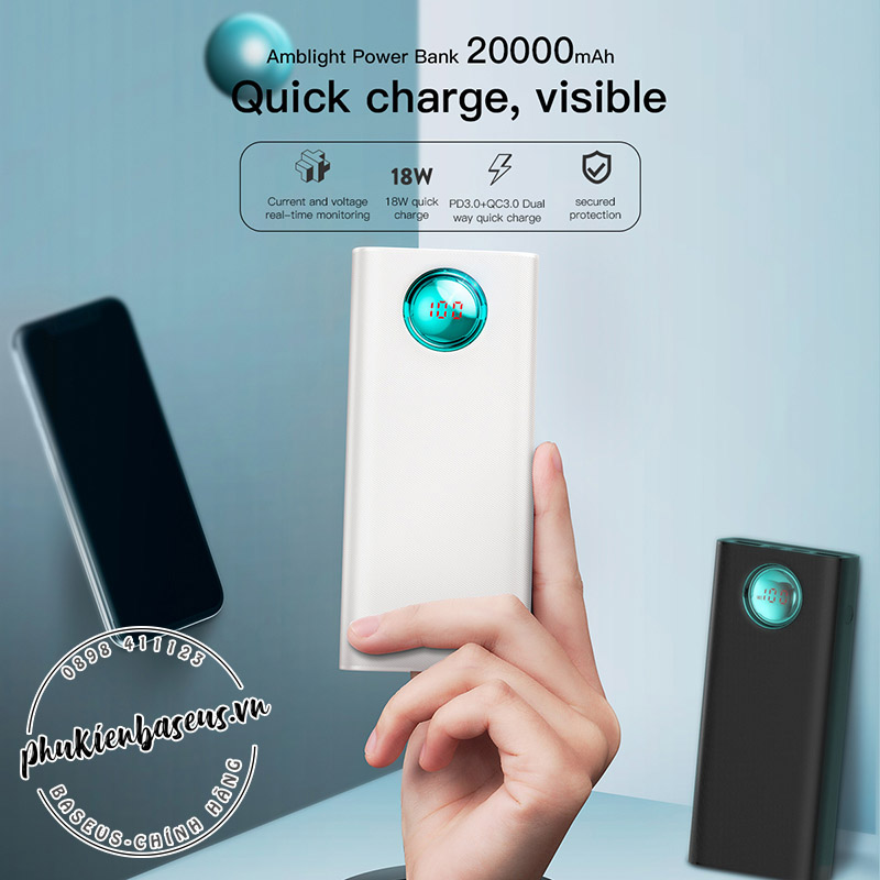 Pin sạc dự phòng Baseus Amblight PD/QC3.0 Quick charge 20,000mAh