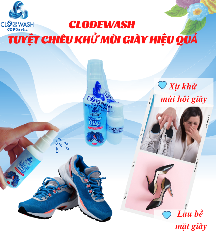 Chai Xịt Khử Mùi Giày Công nghệ Nhật Bản CLODEWASH Genki