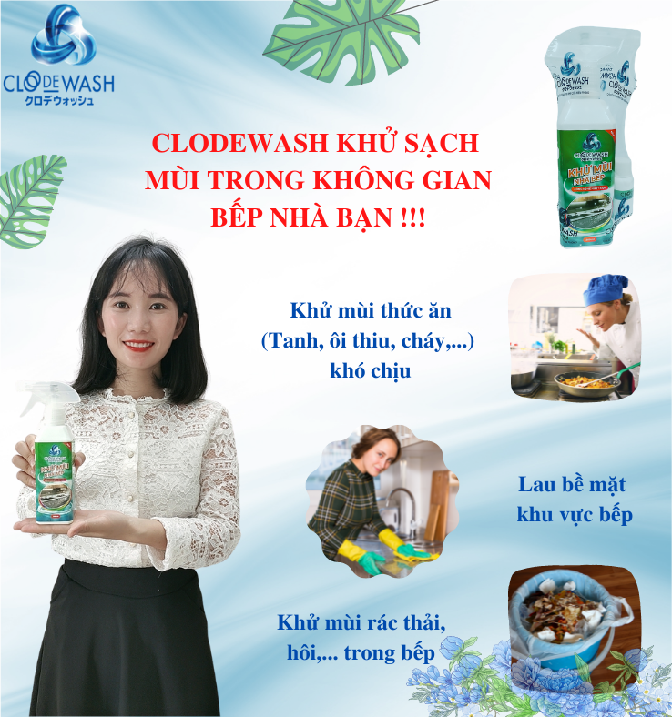 Chai Xịt Khử Mùi Nhà Bếp Công nghệ Nhật Bản CLODEWASH Genki