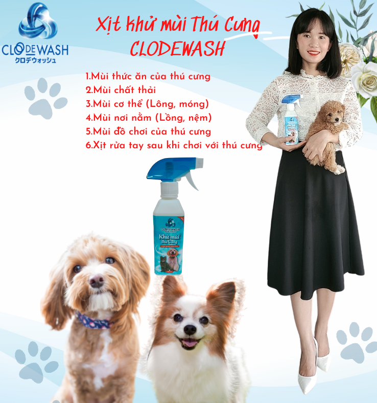 Chai Xịt Khử Mùi Thú Cưng Công nghệ Nhật Bản CLODEWASH Genki