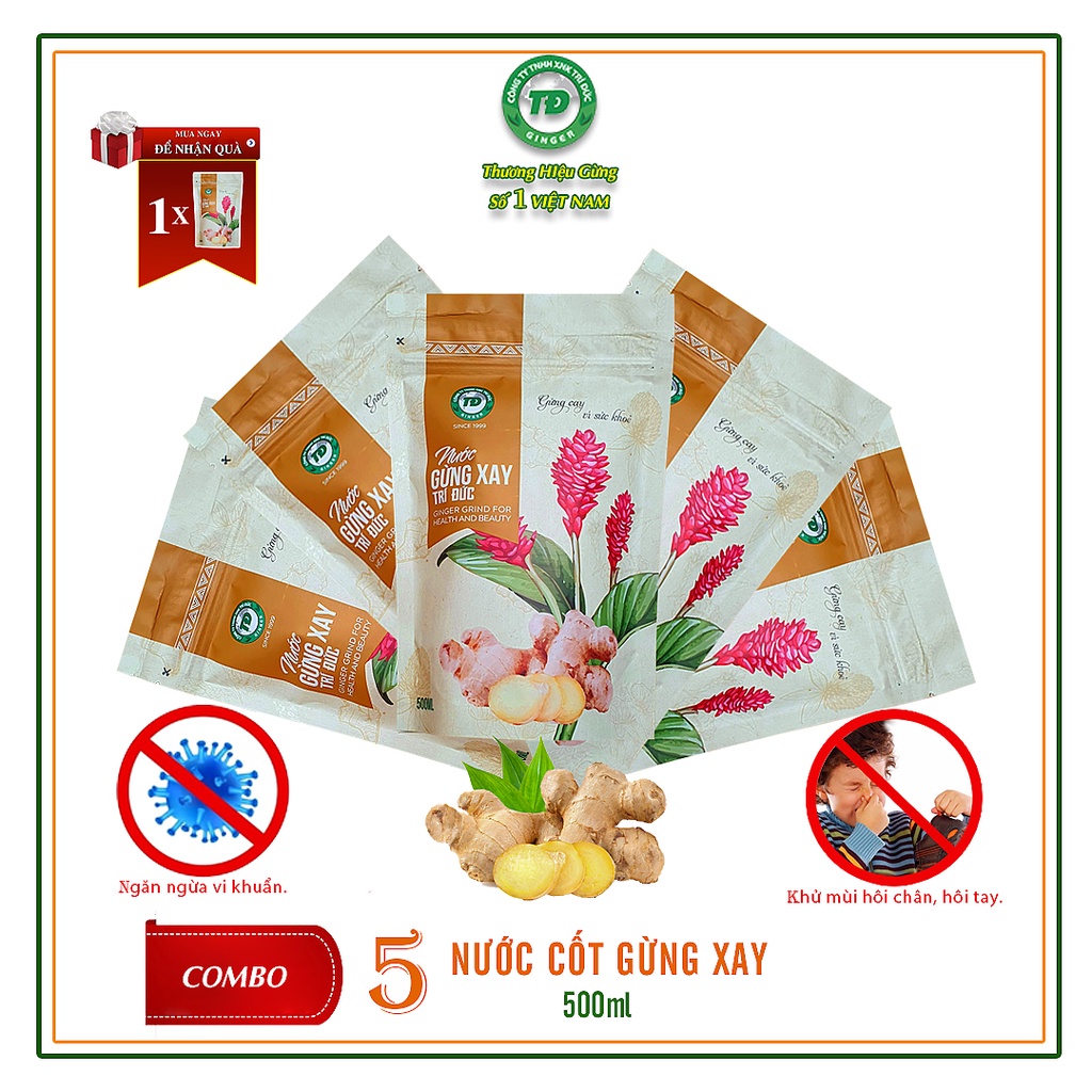 Combo 5 Gói Nước Cốt Gừng Nguyên Chất Trí Đức