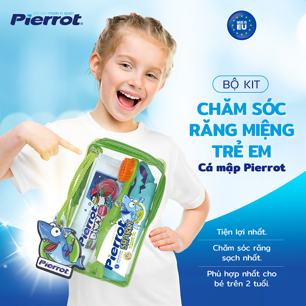 Bộ Kit Chăm Sóc Răng Miệng Pierrot Cá Mập Cho Trẻ Em Đài Linh