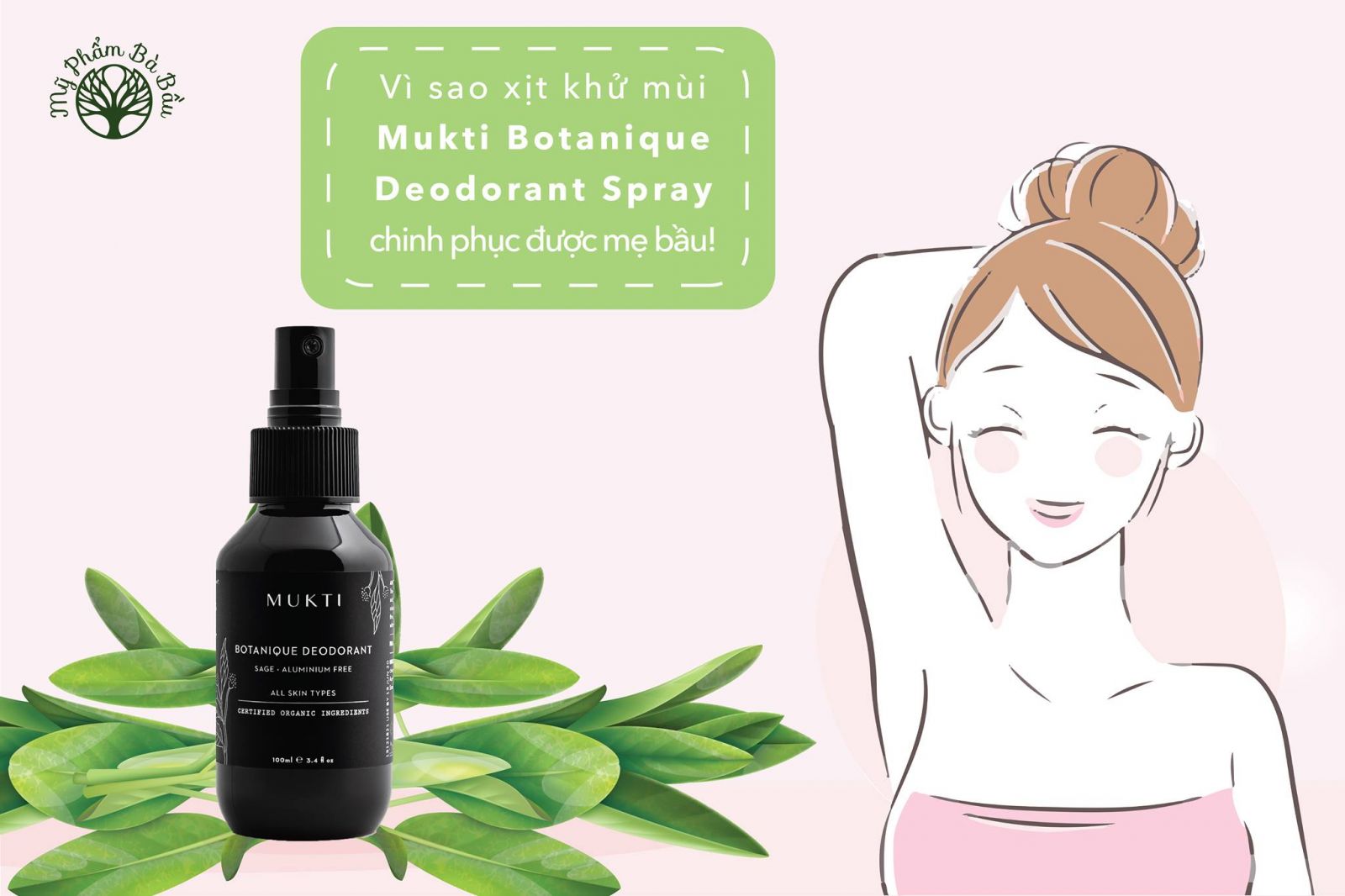 Xịt khử mùi hữu cơ Mukti Botanique Deodorant Spray 