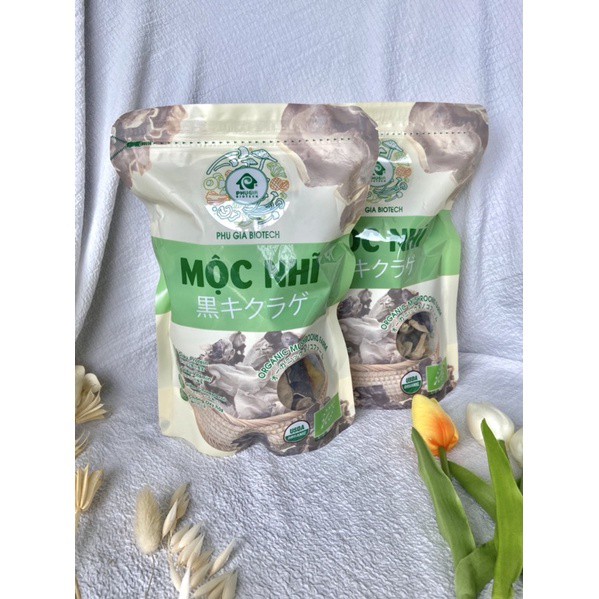 Mộc Nhĩ Hữu Cơ Nguyên Miếng Gói 100g Phú Gia