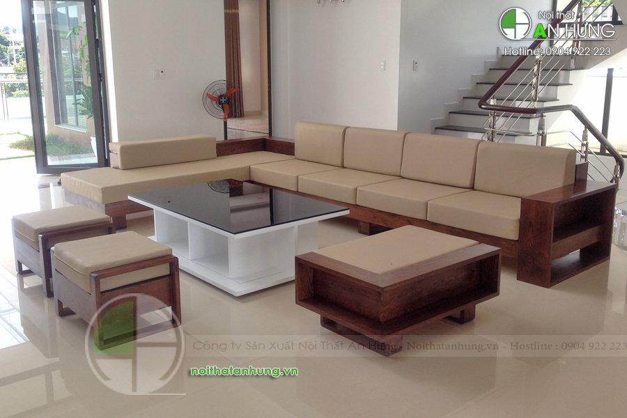 Bàn ghế sofa gỗ óc chó SFG33 An Hưng