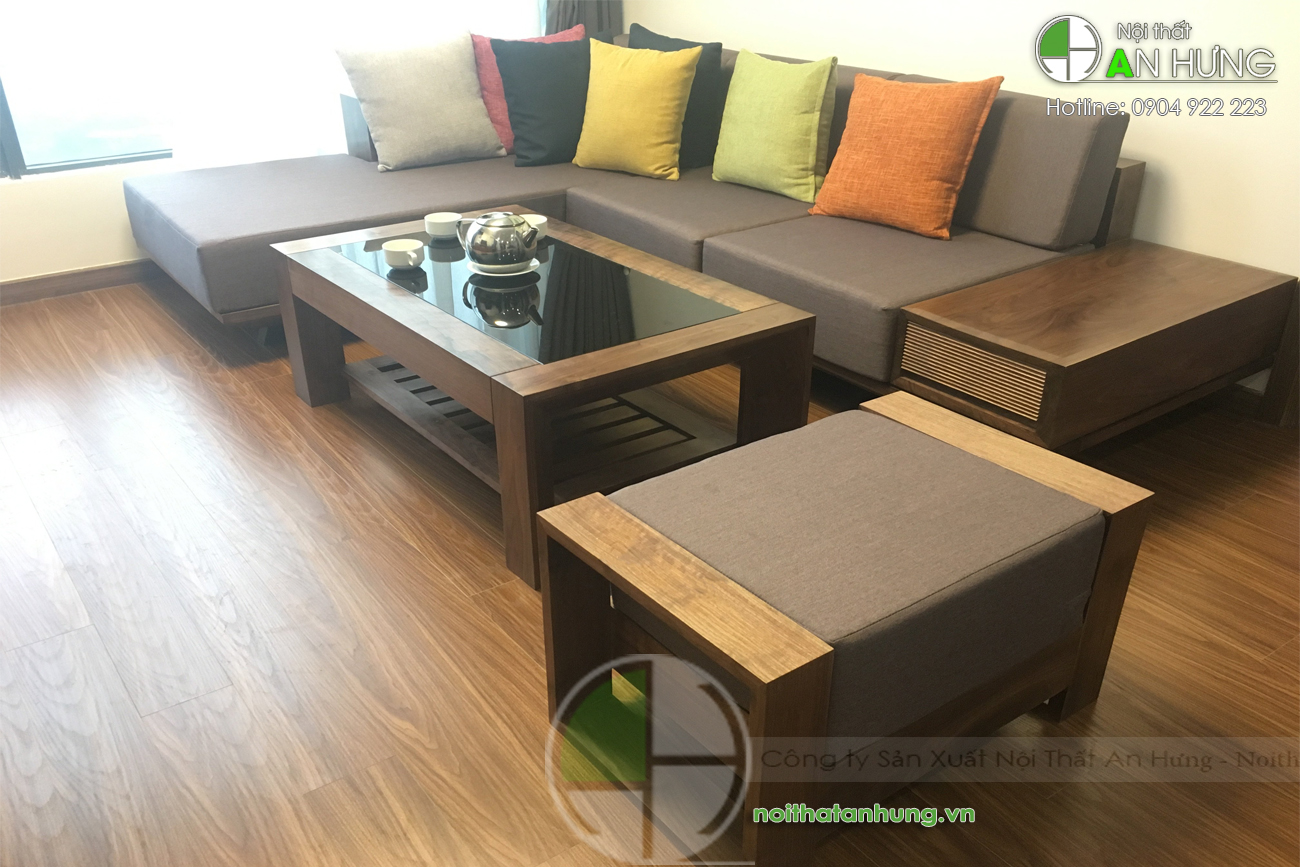 Bộ sofa gỗ óc chó chữ L SFG35 An Hưng