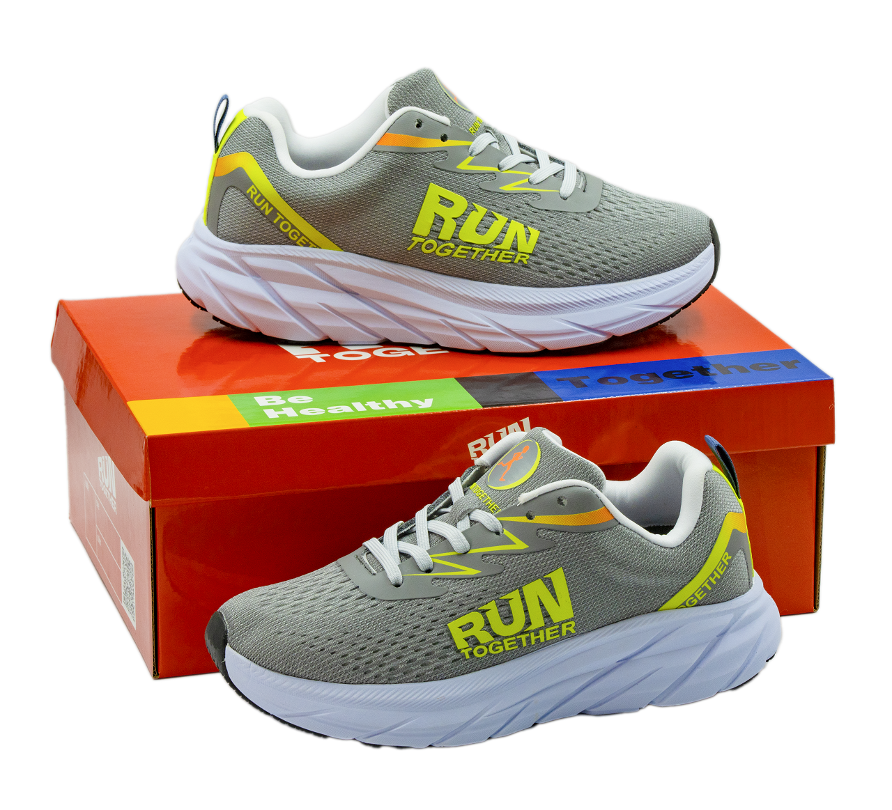 Giày Thể Thao Chạy Bộ Sneaker Màu Xám Đế Cao Run Together - Công Nghệ Gắn Chip Thông Minh