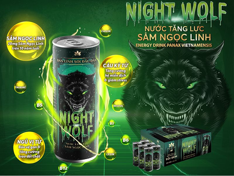 Thực Phẩm Bổ Sung Nước Tăng Lực Night Wolf Sâm Ngọc Linh Kon Tum - Tăng Cường Đề Kháng