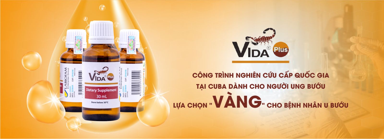 Vida Plus - Nọc bọ cạp xanh, Hỗ trợ điều trị ung thư