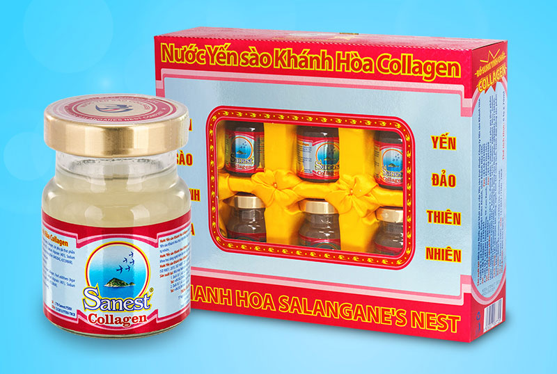 Nước Yến Sào Sanest Collagen lọ 70ml, hộp 6 lọ