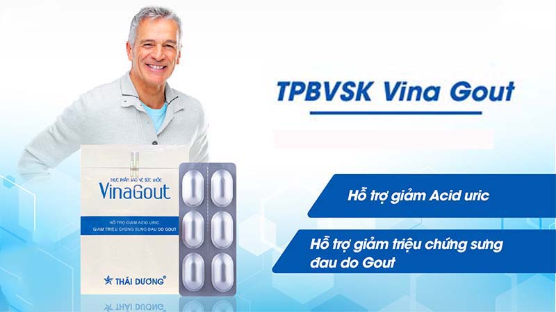 Viên uống VinaGout Sao Thái Dương - Hỗ trợ giảm acid uric, hỗ trợ giảm triệu chứng sưng đau do Gout.