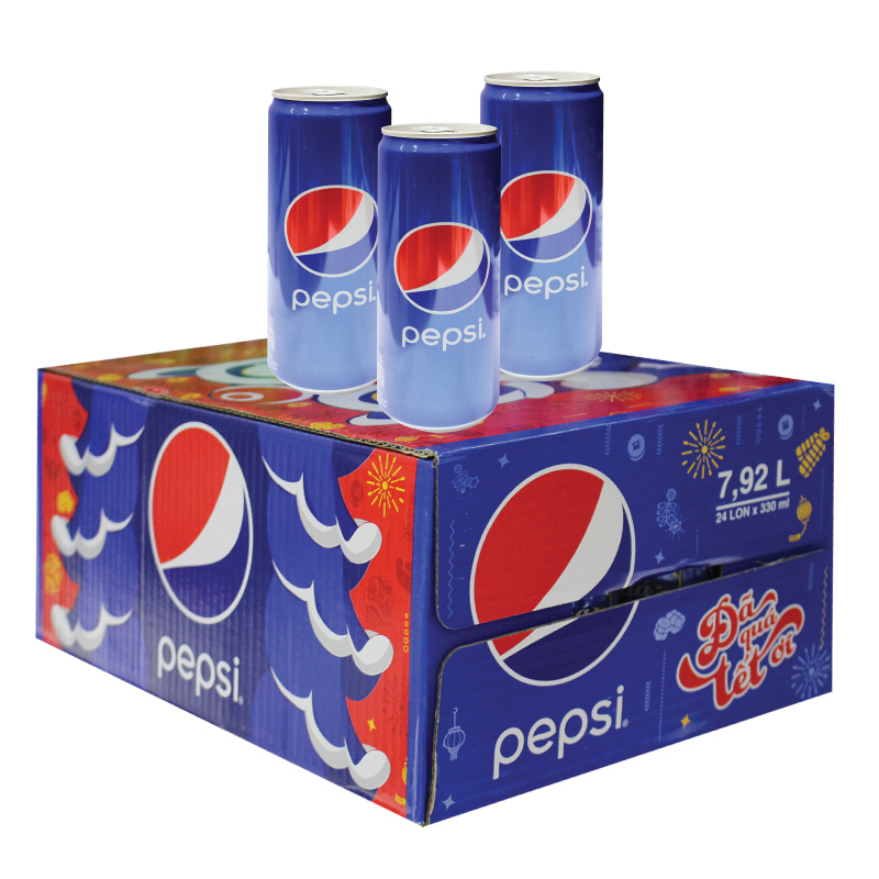 Thùng 24 lon nước ngọt có gas Pepsi (330ml /Lon)