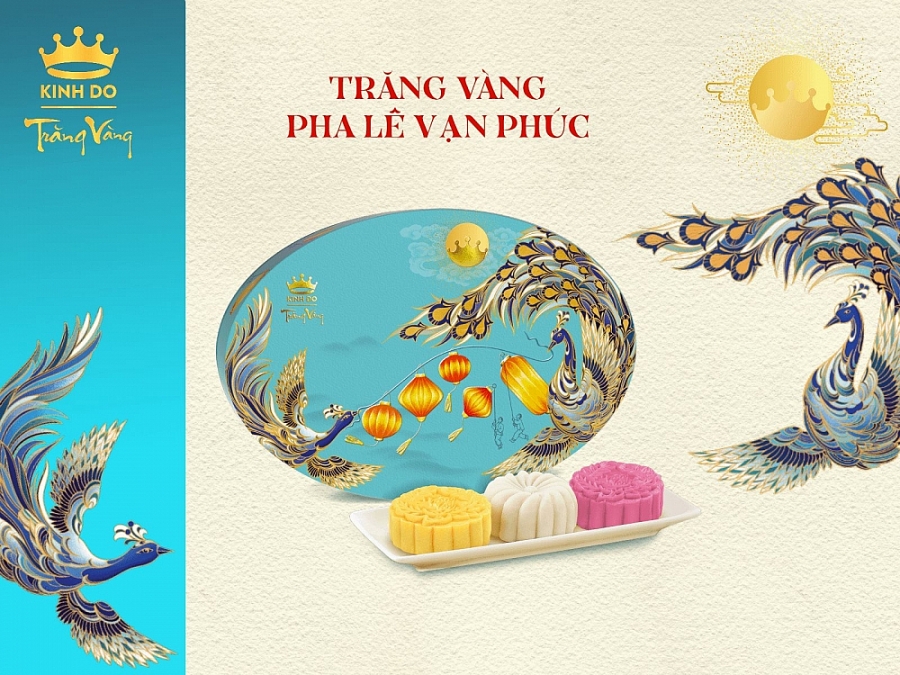 Bánh Trung Thu Trăng Vàng Pha Lê Vạn Phúc (Xanh) Kinh Đô - Hương Vị Độc Đáo