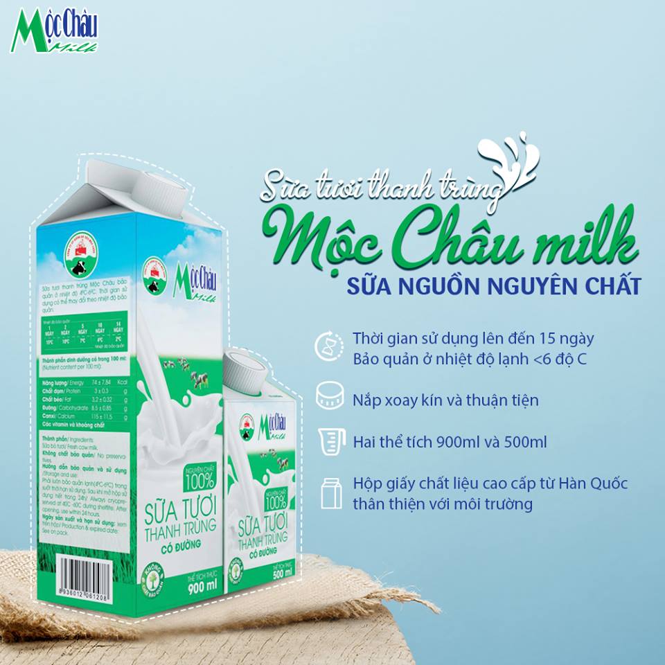 Sữa thanh trùng Mộc Châu