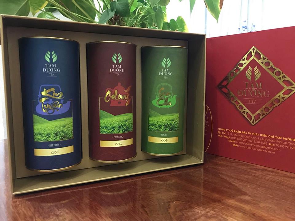 Bộ hộp quà 3 in 1 - Kim Tuyên, Oolong, SenCha Tam Đường - OCOP 4 Sao Tỉnh Lai Châu