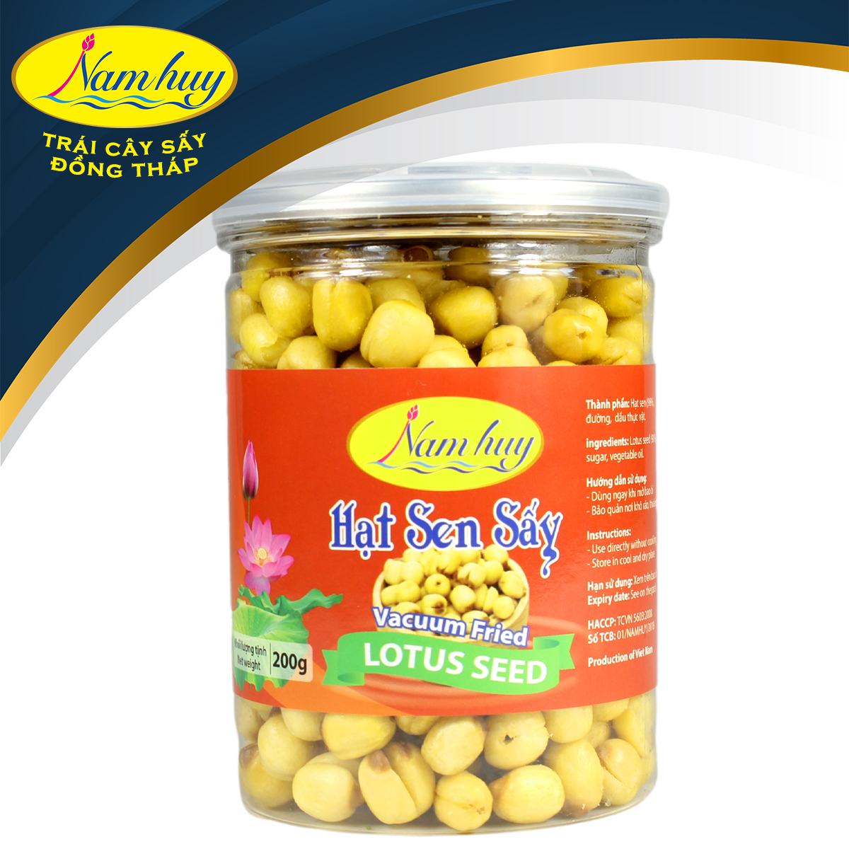 Hạt Sen Sấy Nam Huy Hũ 200g - OCOP 5 Sao Tỉnh Đồng Tháp