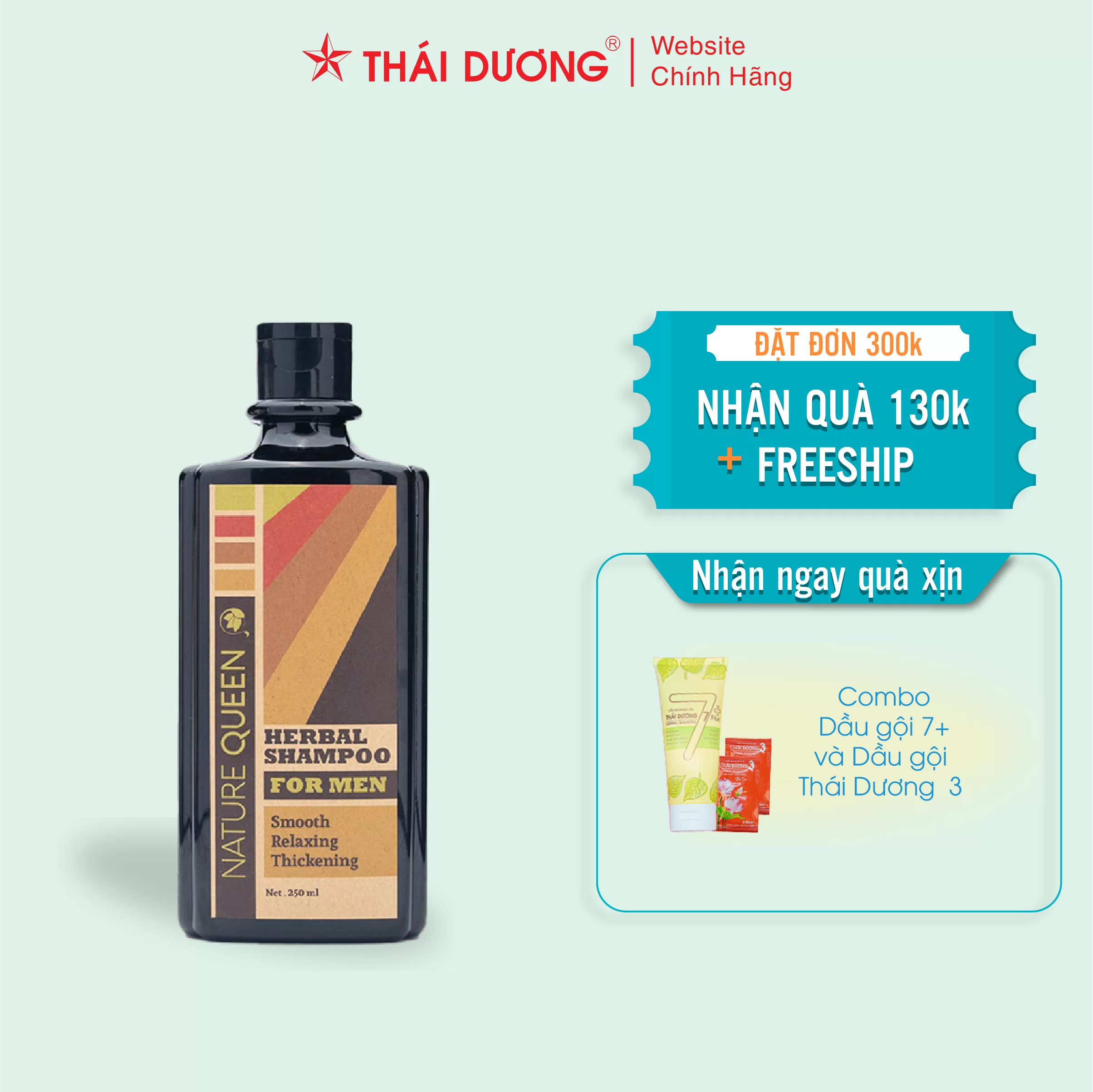 Dầu Gội Dược Liệu Cho Nam Nature Queen For Men Sao Thái Dương - Giúp Tóc Chắc Khỏe