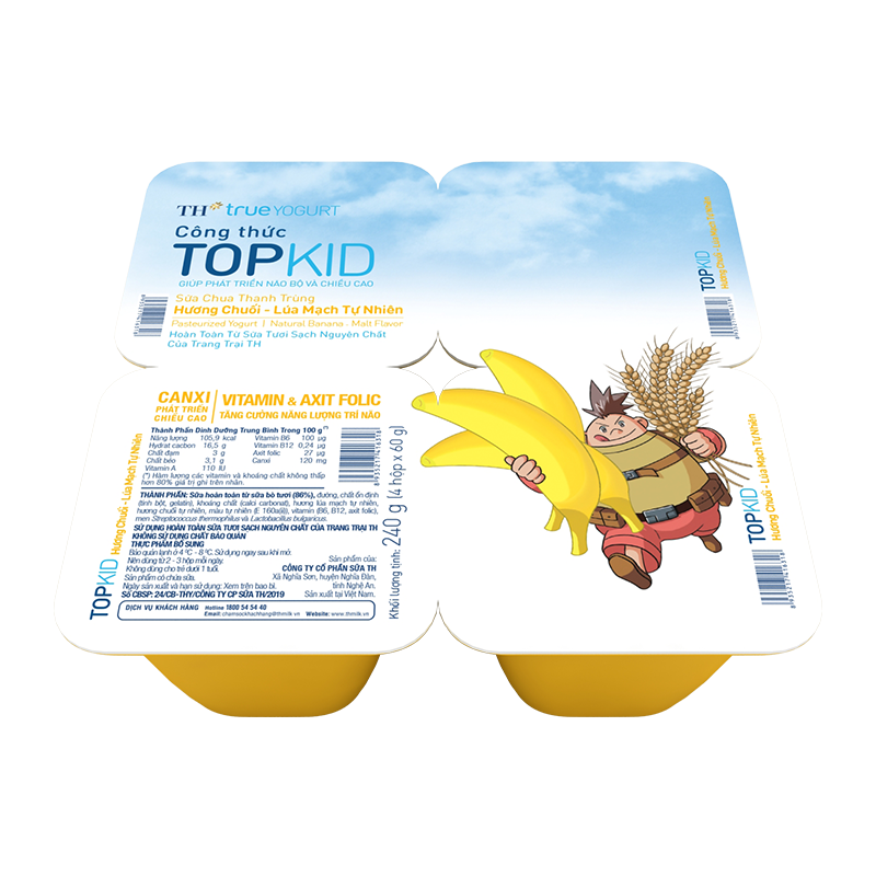 Sữa Chua Ăn Thanh Trùng TH True YOGURT Công Thức TOPKID - Giàu Dinh Dưỡng