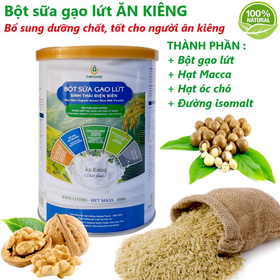 Bột sữa gạo hữu cơ ăn kiêng không đường DBFood - Bữa Ăn Thực Dưỡng